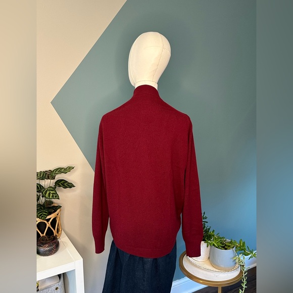 Vintage 90s Genevan of Tweeddale Burgundy Scottish Cashmere Turtleneck Sweater M - Picture 4 of 10